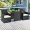 Costway 3PCS Patio Rattan Furniture Set Cushion Sofa Armrest Garden Deck